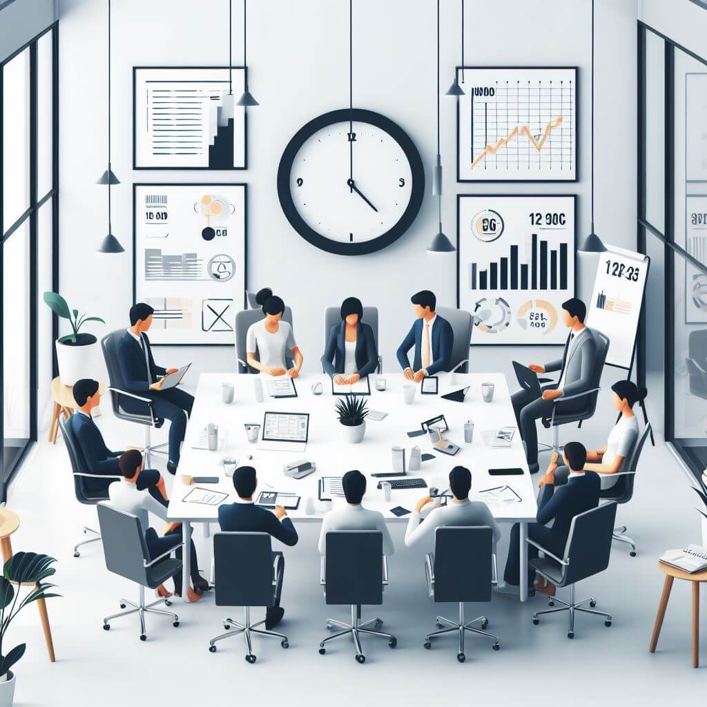 Reunión de trabajadores en una oficina