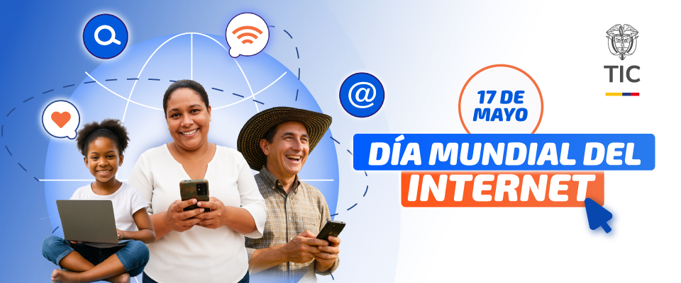 Imagen diseñada que destaca el Día de Internet con foto de beneficiarios Imagen diseñada que destaca el Día de Internet con foto de beneficiarios